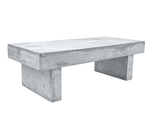 Solid, rectangular concrete bench with minimalist design, isolated on a black background