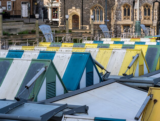 Looking down over the colourful market stalls in the city of Norwich