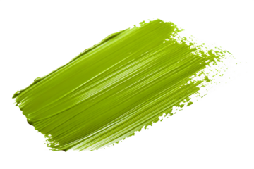 Bright green paint brush stroke on white isolated on a transparent background 5