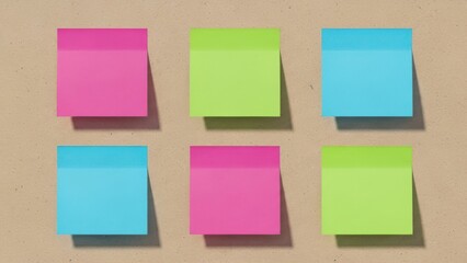 Colorful sticky notes on a corkboard with shadows and texture
