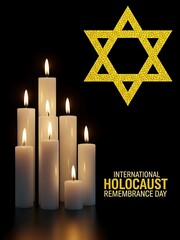 International holocaust remembrance day candles and star of david symbol