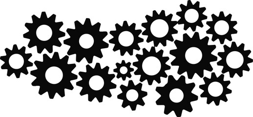gear icon cluster vector interlocking cogs teamwork concept