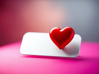 Red heart pinned to chat box, social media love notification icon,  digital,  message