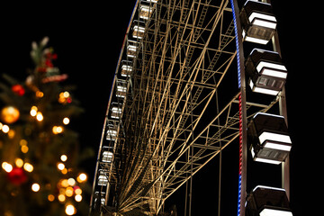 Christmas Market Ferris Wheel with Festive Lights in Paris