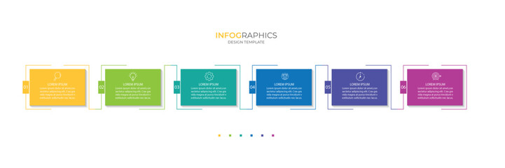 Business infographic template with 6 options, steps or processes. Can be used for workflow layout, diagram, annual report, web design