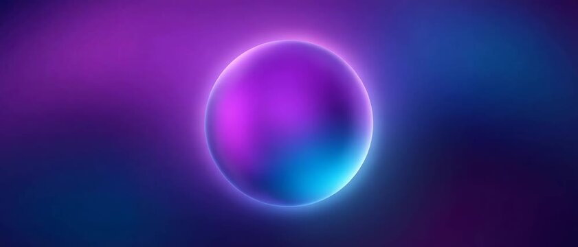 Vibrant gradient spheres glowing with futuristic soft light in deep purple blue and violet tones. Abstract glowing sphere designed technology background for digital interfaces, artificial intelligence
