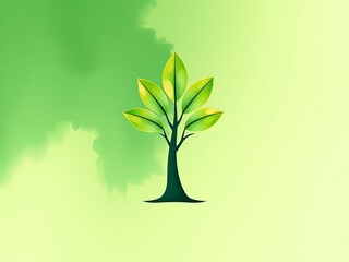 Abstract leafy tree icon, organic watercolor texture, vibrant green hues, artistic rendering,  abstract,  icon