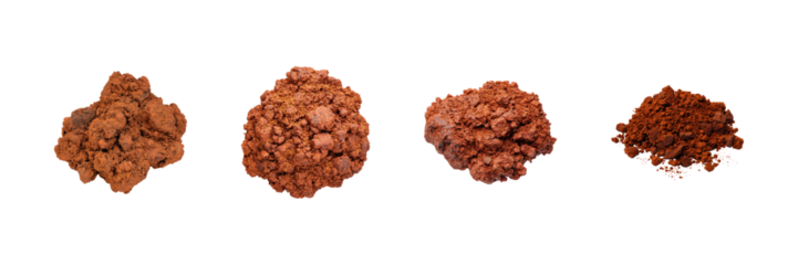 Iron Ore Samples Set. Mineral Resources And Industrial Applications Collection Isolated On Transparent Background