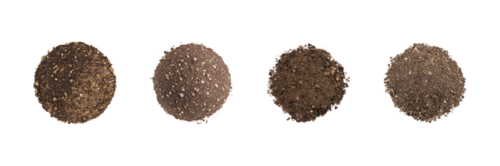 Soil Texture And Composition Samples Set. Agricultural And Environmental Analysis Collection Isolated On Transparent Background