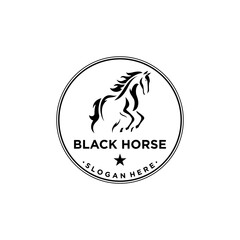 Black horse logo with star and slogan space
