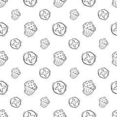 hand drawn bread seamless pattern in doodle style