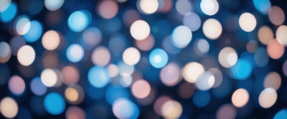 Fototapeta premium Colorful bokeh lights create a vibrant background on a dark blue canvas Generative AI
