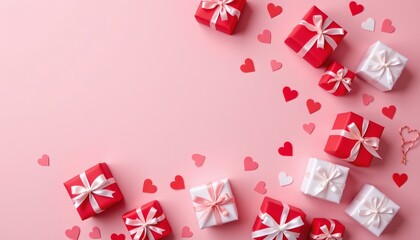 Festive Gift Box Arrangement Pink Background