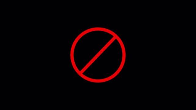 Red prohibition symbol  no entry sign forbidden access alert warning danger caution restricted area stop symbol graphic element in transparent background in 4k animation with alpha channel