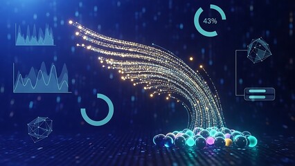 Futuristic digital wing with neon lights and cyberpunk elements