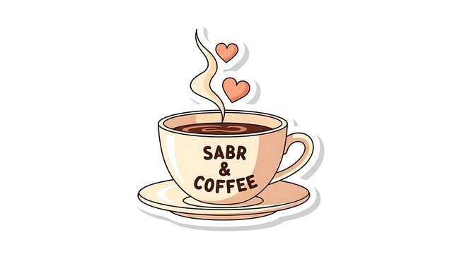 Sabr and Coffee Cozy Cup Vector Sticker Design