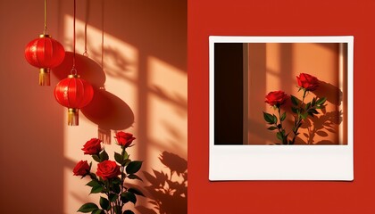 Romantic Celebration with Lanterns and Red Roses515