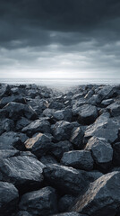 Minimal black landscape background with dark coal texture, ideal for product display, packaging design, 3D rendering, modern branding, and sleek visual presentations