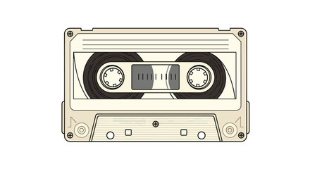 Obraz premium Vintage analog audio cassette tape isolated on a white background representing retro music technology from the eighties and nineties.