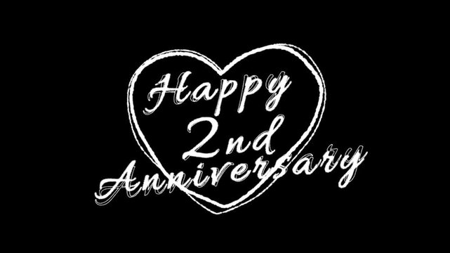 Hand-drawn Chalk "Happy 2nd Anniversary" 4K Animation / 手書きチョーク風、2周年記念日動画素材
