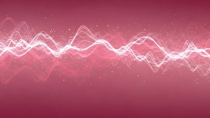Electric waveform on a pink background with glowing white lines