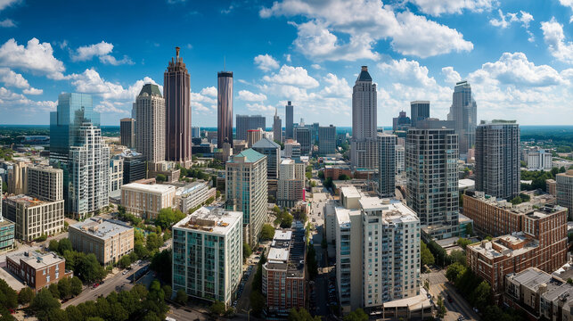 Modern architecture of panoramic view of downtown Atlanta, Georgia