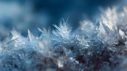 Stunning Macro Imagery of Frosted Crystals on Natural Surfaces Emphasizing Icy Detail and the Ethereal Charm of Winter