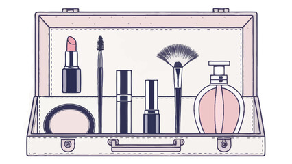 Makeup essentials in a vintage pink case