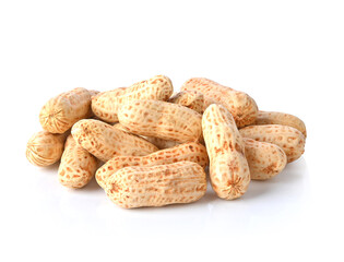 nuts, unpeeled  peanuts isolated on white background