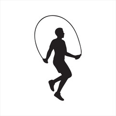 Silhouette man jumping rope fitness exercise training Illustration Vector