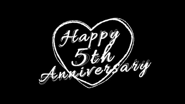 Hand-drawn Chalk "Happy 5th Anniversary" 4K Animation / 手書きチョーク風、5周年記念日動画素材