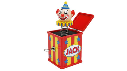 Jack in the Box with Clown on Isolated Background