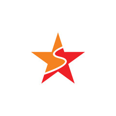 letter s star simple colorful red logo vector