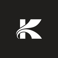 letter k paper motion curves simple logo vector