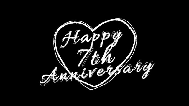 Hand-drawn Chalk "Happy 7th Anniversary" 4K Animation / 手書きチョーク風、7周年記念日動画素材
