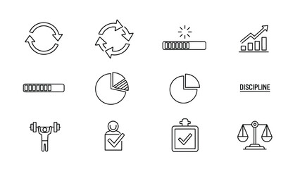 Simple Business Icons Set for Professional Use in Office Environment from a Straight-On Viewpoint
