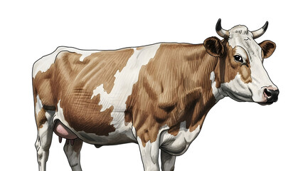 Brown and White Cow Illustration