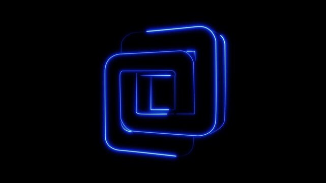 A dark background with blue lines and squares. Looped animation