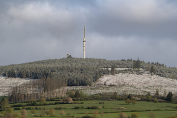 Obraz premium View to the mountain Bollerberg near the german village called Hallenberg
