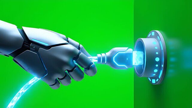 3D Hand Plugging Futuristic Energy Cable