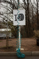 Public air pump station in city park