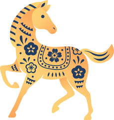 Year of the Horse 2026 Golden Folk Art