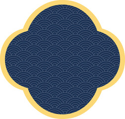 2026 Chinese New Year Gold Window Frame with Wave Pattern