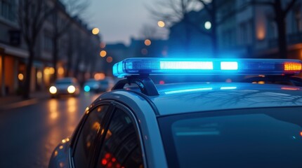 flashing blue light on police car or emergency vehicle in Germany
