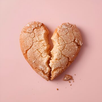 Delicious heart shaped cookies and gingerbread bread loaf are sweet baked snacks isolated on white for a romantic Valentine or Christmas bakery dessert