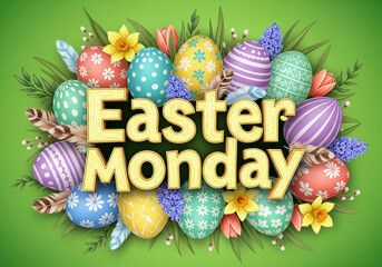 Celebrating easter monday with colorful eggs