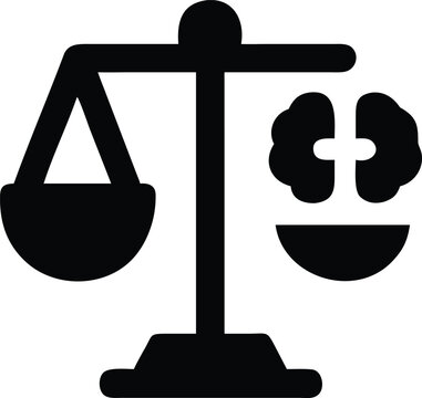 AI Ethics Balance Icon in Minimal Black Vector Silhouette