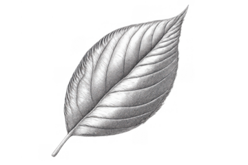 Silver metal leaf with chrome shine and metallic texture, symbolizing nature, ecology, and environmental concepts, isolated on transparent background