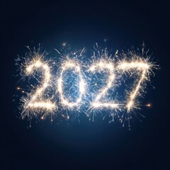 2027 new year fireworks on dark blue background
