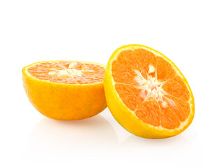  slide half of orange , Navel orange isolated on white background